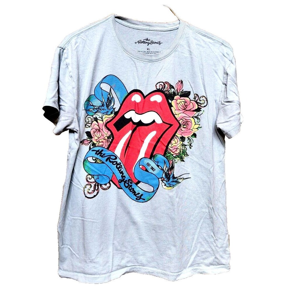 The Rolling Stones T-Shirt Light Blue XL Rock Band Retro Classic